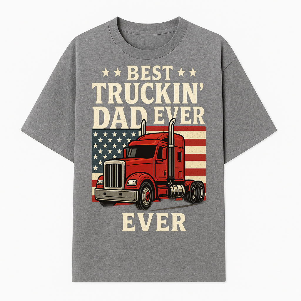 Best Truckin' Dad Ever Retro American Flag T-Shirt, Truck Driver Gift Tee, Father's Day Apparel for Dad - T-shirt 1758556407174.jpg