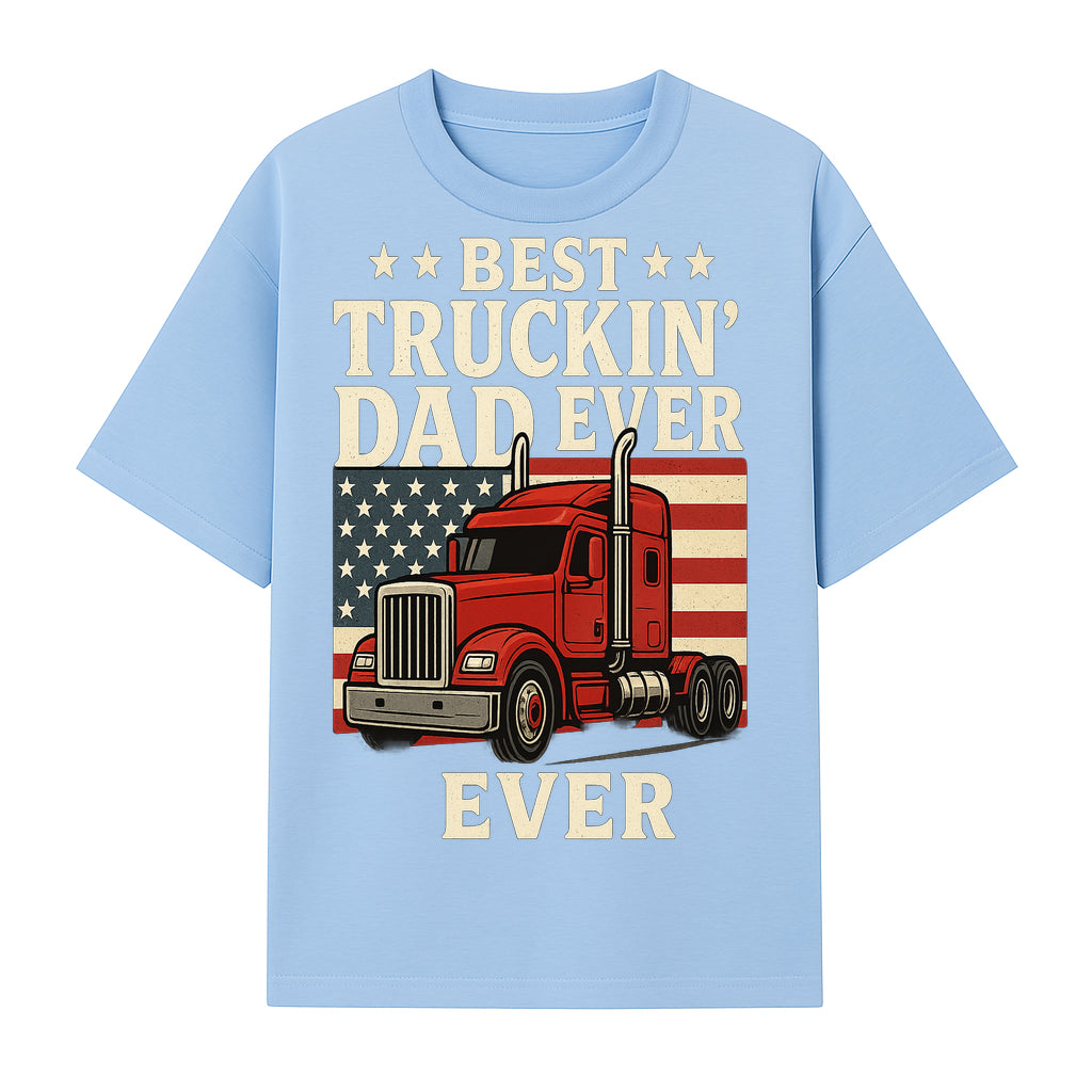 Best Truckin' Dad Ever Retro American Flag T-Shirt, Truck Driver Gift Tee, Father's Day Apparel for Dad - T-shirt 1758556407315.jpg