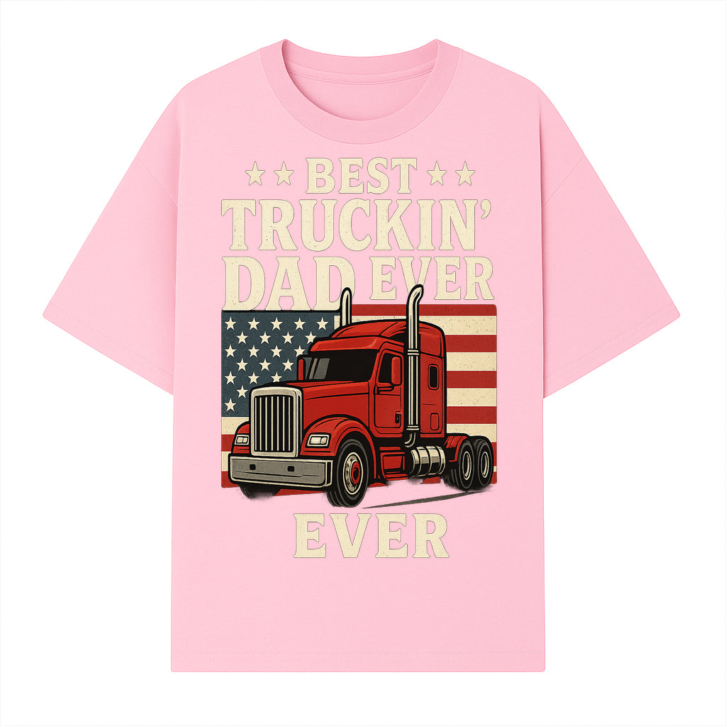 Best Truckin' Dad Ever Retro American Flag T-Shirt, Truck Driver Gift Tee, Father's Day Apparel for Dad - T-shirt 1758556407449.jpg