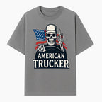 American Trucker Skeleton Graphic Tee - Bold Skull Design with Flag Print for Truck Drivers and Cycling Enthusiasts - T-shirt 1758556407524.jpg