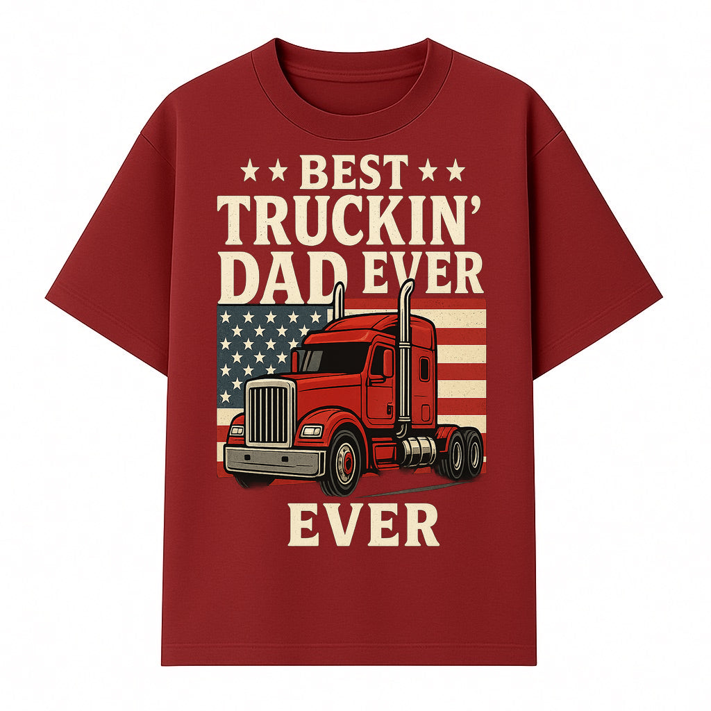 Best Truckin' Dad Ever Retro American Flag T-Shirt, Truck Driver Gift Tee, Father's Day Apparel for Dad - T-shirt 1758556407582.jpg