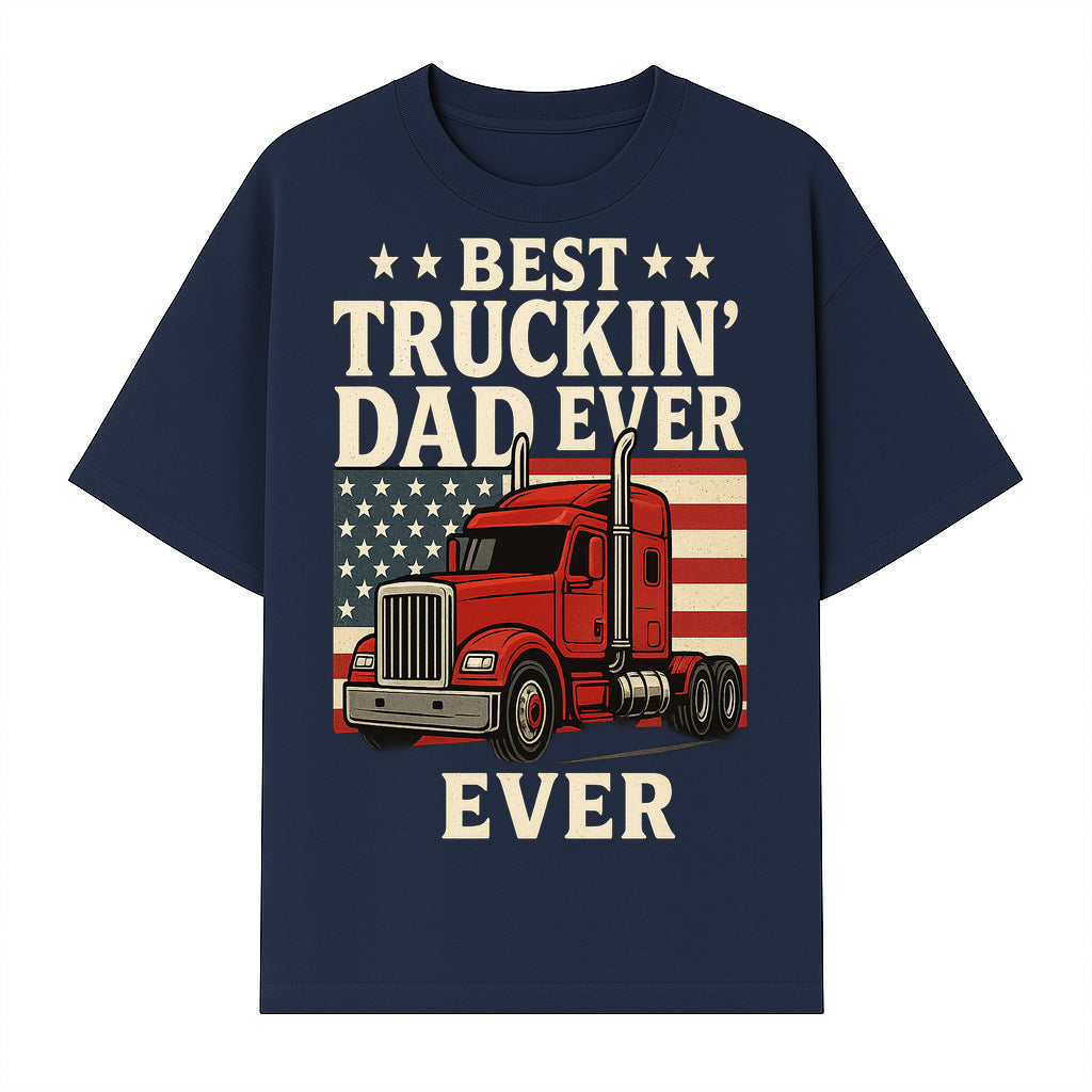 Best Truckin' Dad Ever Retro American Flag T-Shirt, Truck Driver Gift Tee, Father's Day Apparel for Dad - T-shirt 1758556407693.jpg