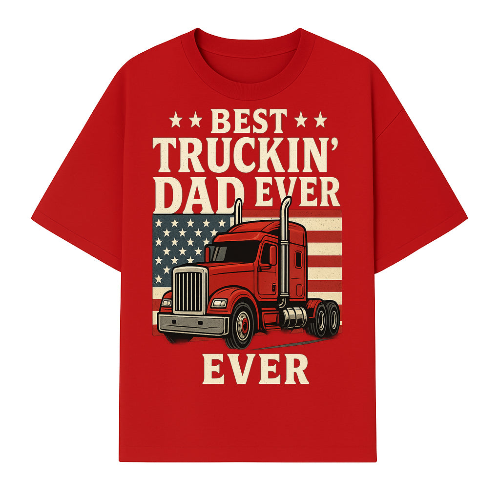 Best Truckin' Dad Ever Retro American Flag T-Shirt, Truck Driver Gift Tee, Father's Day Apparel for Dad - T-shirt 1758556407821.jpg
