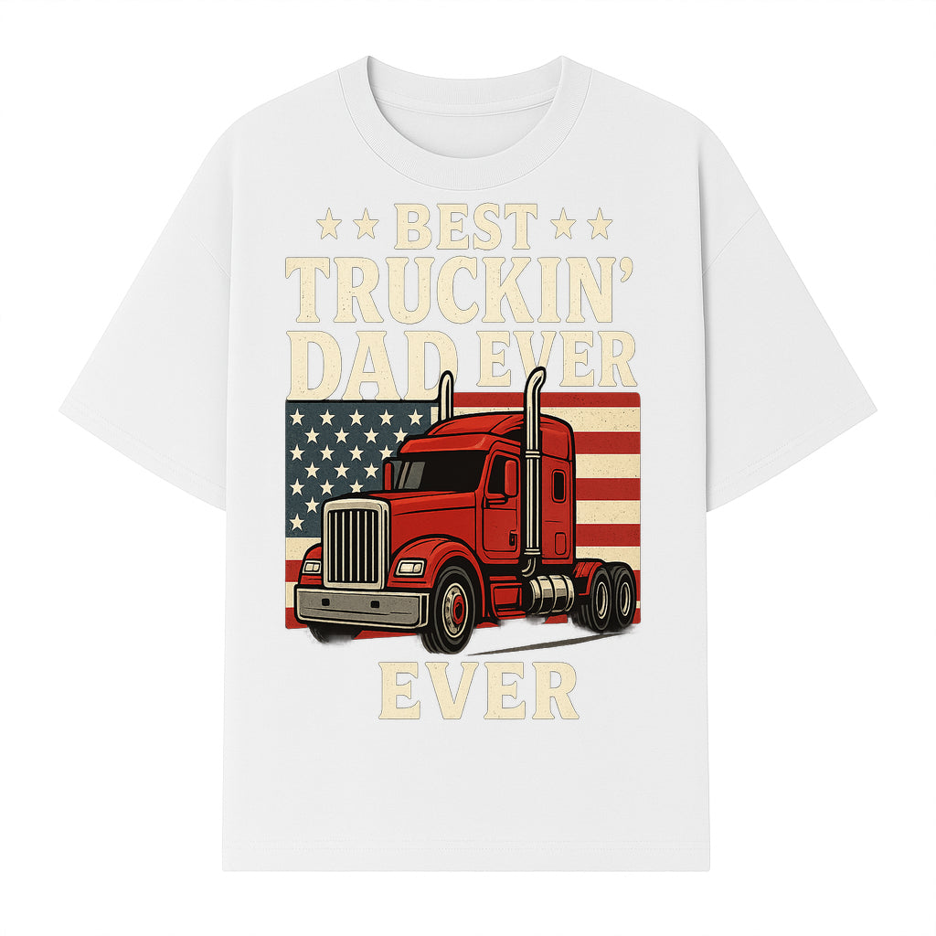 Best Truckin' Dad Ever Retro American Flag T-Shirt, Truck Driver Gift Tee, Father's Day Apparel for Dad - T-shirt 1758556408093.jpg