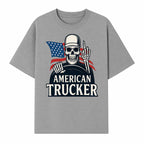 American Trucker Skeleton Graphic Tee - Bold Skull Design with Flag Print for Truck Drivers and Cycling Enthusiasts - T-shirt 1758556408300.jpg