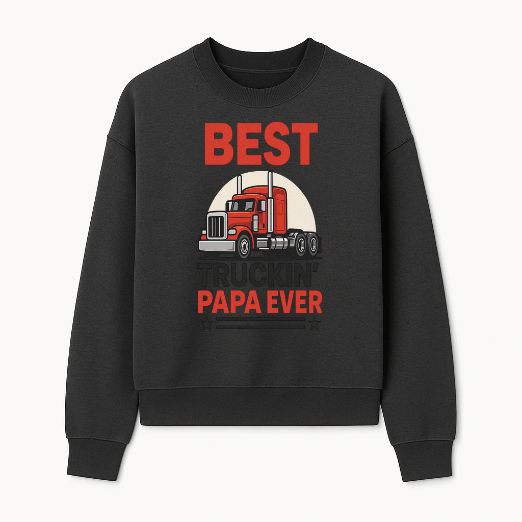 Best Truckin' Papa Ever T-Shirt | Gift for Truck Drivers | Father's Day Apparel | Red Truck Graphic Tee - Sweatshirt 1758556408630.jpg