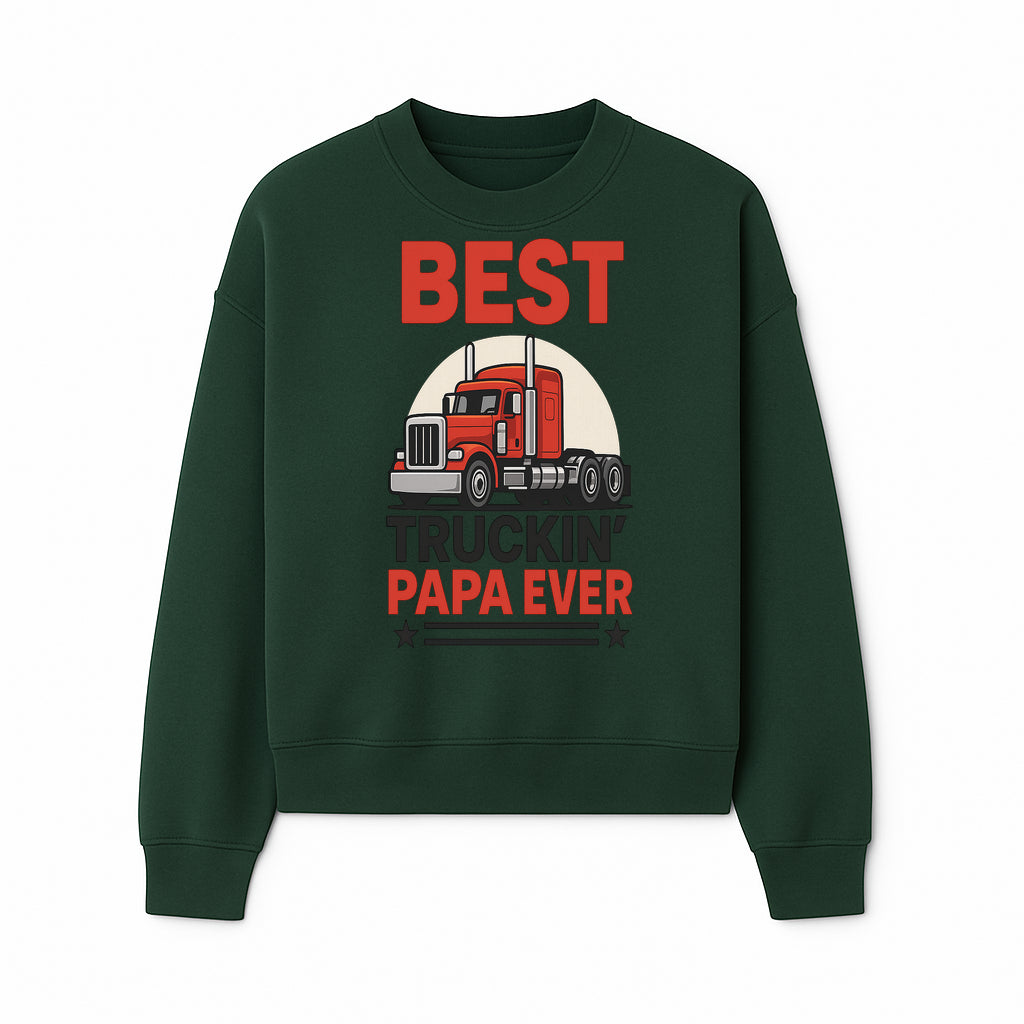 Best Truckin' Papa Ever T-Shirt | Gift for Truck Drivers | Father's Day Apparel | Red Truck Graphic Tee - Sweatshirt 1758556408777.jpg