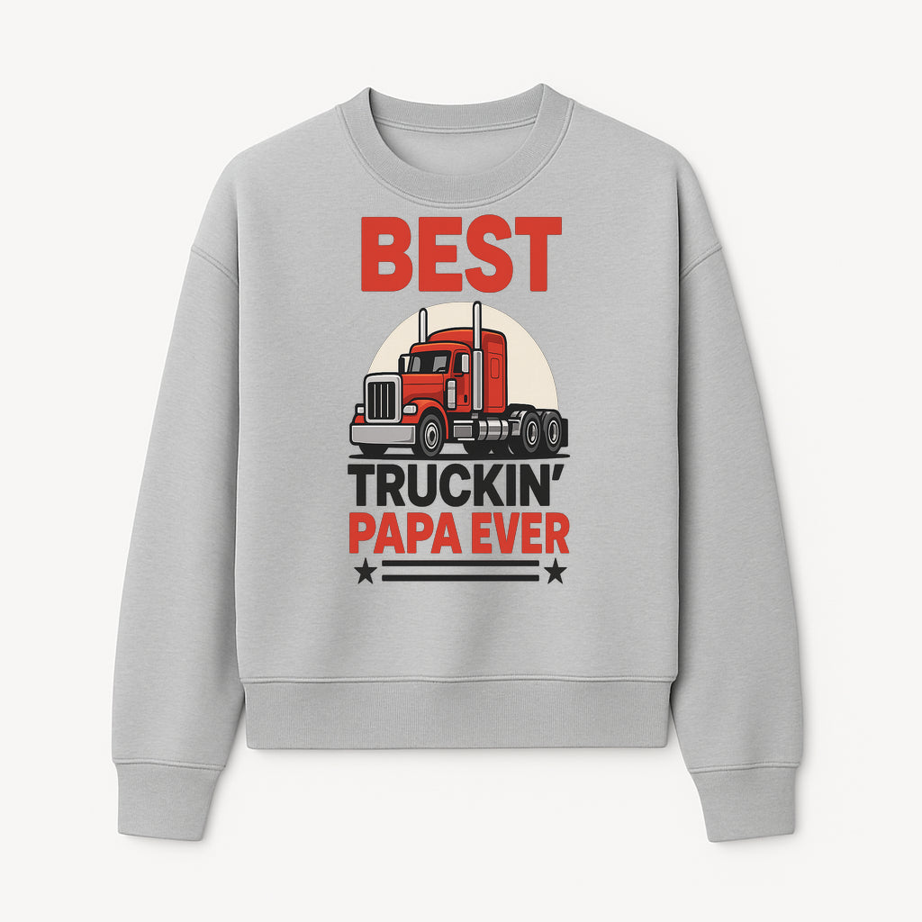 Best Truckin' Papa Ever T-Shirt | Gift for Truck Drivers | Father's Day Apparel | Red Truck Graphic Tee - Sweatshirt 1758556408897.jpg