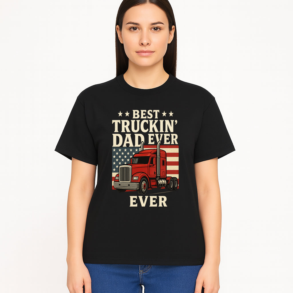 Best Truckin' Dad Ever Retro American Flag T-Shirt, Truck Driver Gift Tee, Father's Day Apparel for Dad - T-shirt 1758556409333.jpg