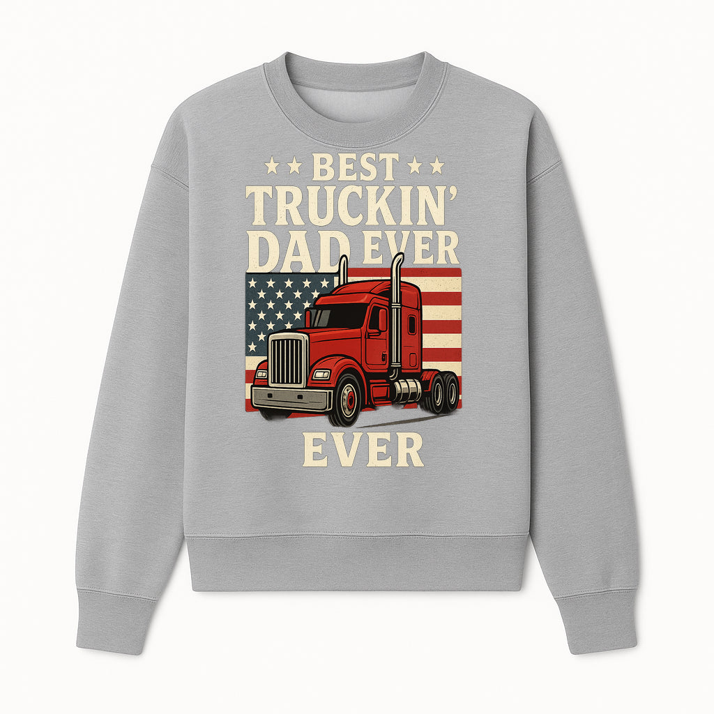 Best Truckin' Dad Ever Retro American Flag T-Shirt, Truck Driver Gift Tee, Father's Day Apparel for Dad - Sweatshirt 1758556409478.jpg
