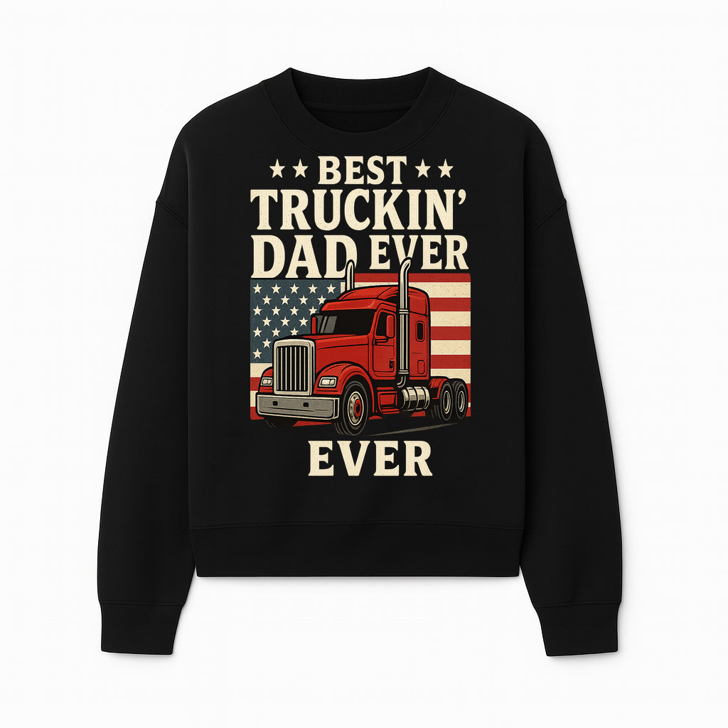 Best Truckin' Dad Ever Retro American Flag T-Shirt, Truck Driver Gift Tee, Father's Day Apparel for Dad - Sweatshirt 1758556409604.jpg