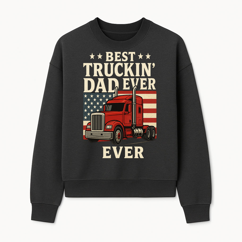 Best Truckin' Dad Ever Retro American Flag T-Shirt, Truck Driver Gift Tee, Father's Day Apparel for Dad - Sweatshirt 1758556409723.jpg