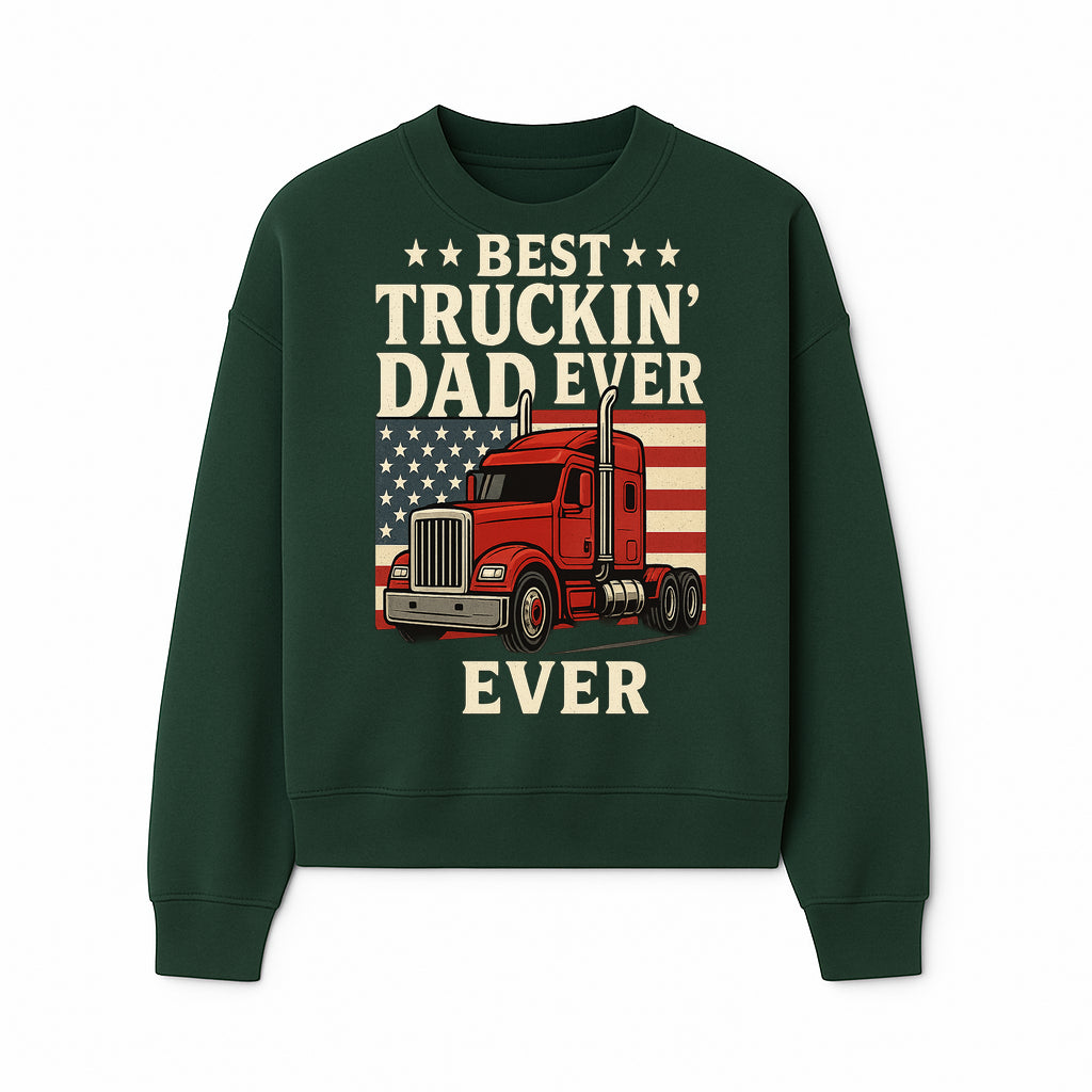 Best Truckin' Dad Ever Retro American Flag T-Shirt, Truck Driver Gift Tee, Father's Day Apparel for Dad - Sweatshirt 1758556409854.jpg