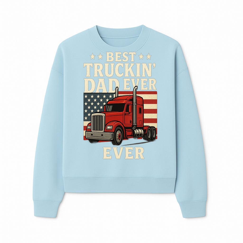 Best Truckin' Dad Ever Retro American Flag T-Shirt, Truck Driver Gift Tee, Father's Day Apparel for Dad - Sweatshirt 1758556410114.jpg