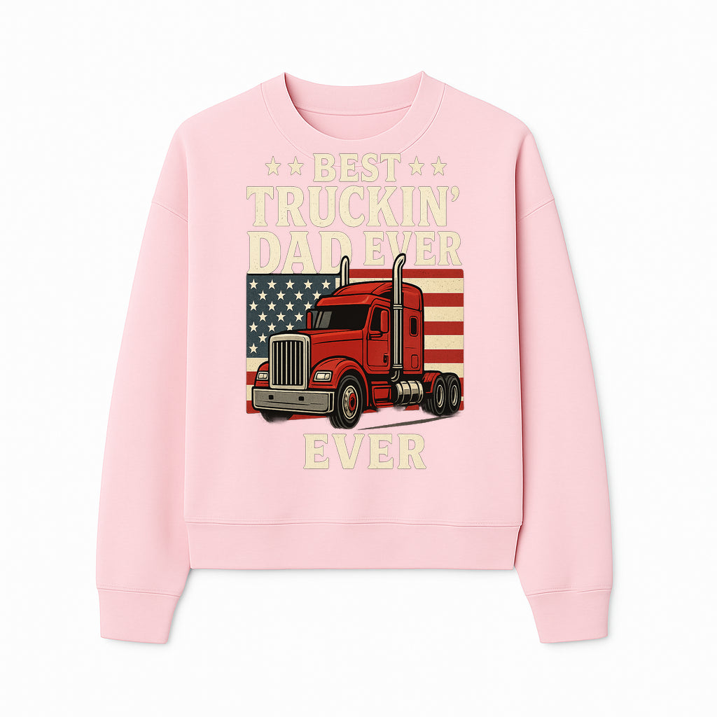 Best Truckin' Dad Ever Retro American Flag T-Shirt, Truck Driver Gift Tee, Father's Day Apparel for Dad - Sweatshirt 1758556410209.jpg
