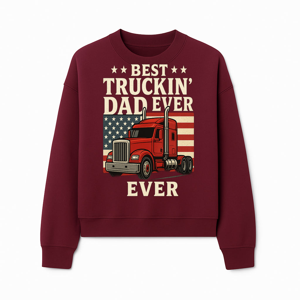Best Truckin' Dad Ever Retro American Flag T-Shirt, Truck Driver Gift Tee, Father's Day Apparel for Dad - Sweatshirt 1758556410342.jpg