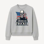 American Trucker Skeleton Graphic Tee - Bold Skull Design with Flag Print for Truck Drivers and Cycling Enthusiasts - Sweatshirt 1758556410393.jpg