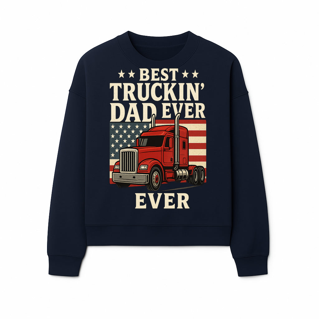 Best Truckin' Dad Ever Retro American Flag T-Shirt, Truck Driver Gift Tee, Father's Day Apparel for Dad - Sweatshirt 1758556410463.jpg