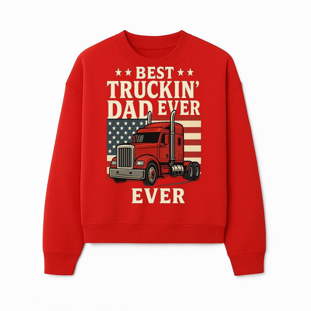 Best Truckin' Dad Ever Retro American Flag T-Shirt, Truck Driver Gift Tee, Father's Day Apparel for Dad - Sweatshirt 1758556410604.jpg