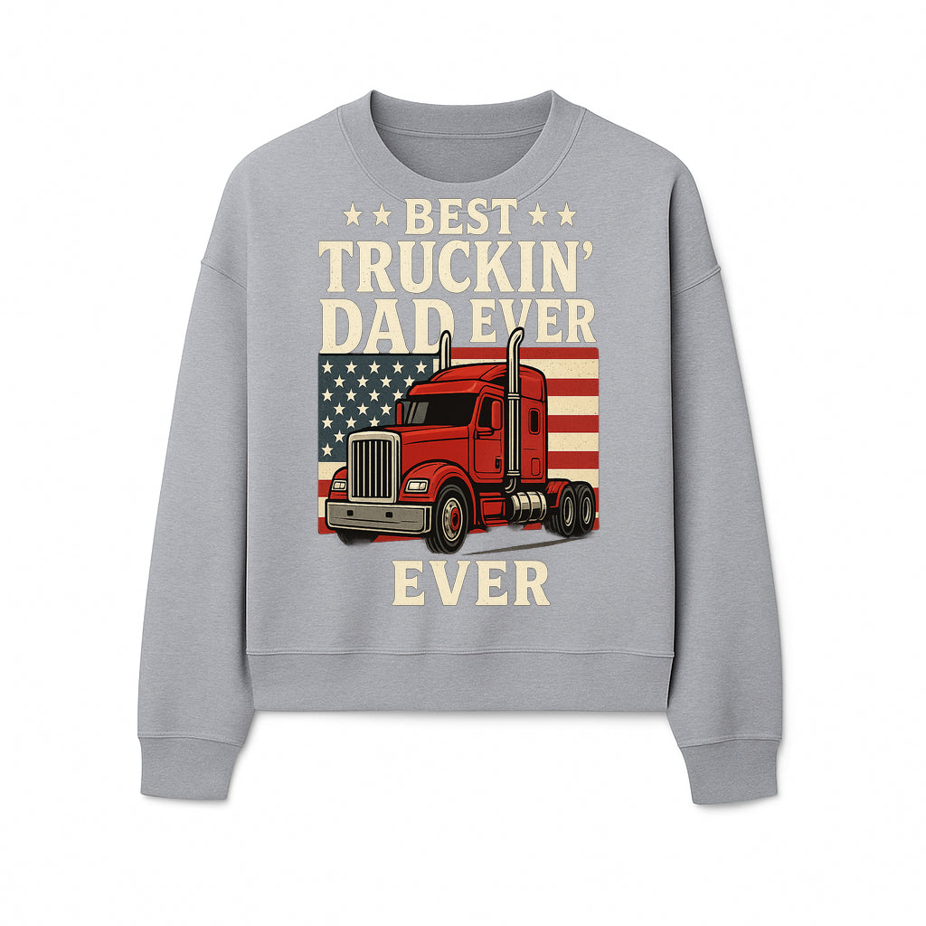 Best Truckin' Dad Ever Retro American Flag T-Shirt, Truck Driver Gift Tee, Father's Day Apparel for Dad - Sweatshirt 1758556410743.jpg