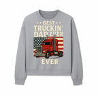 Best Truckin' Dad Ever Retro American Flag T-Shirt, Truck Driver Gift Tee, Father's Day Apparel for Dad - Sweatshirt 1758556410743.jpg