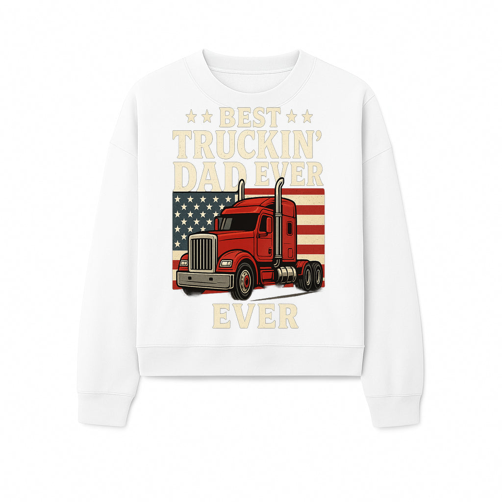 Best Truckin' Dad Ever Retro American Flag T-Shirt, Truck Driver Gift Tee, Father's Day Apparel for Dad - Sweatshirt 1758556410854.jpg
