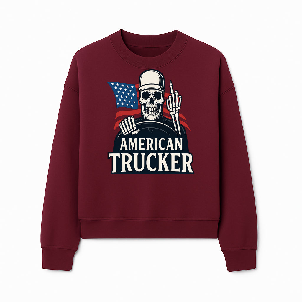 American Trucker Skeleton Graphic Tee - Bold Skull Design with Flag Print for Truck Drivers and Cycling Enthusiasts - Sweatshirt 1758556410861.jpg