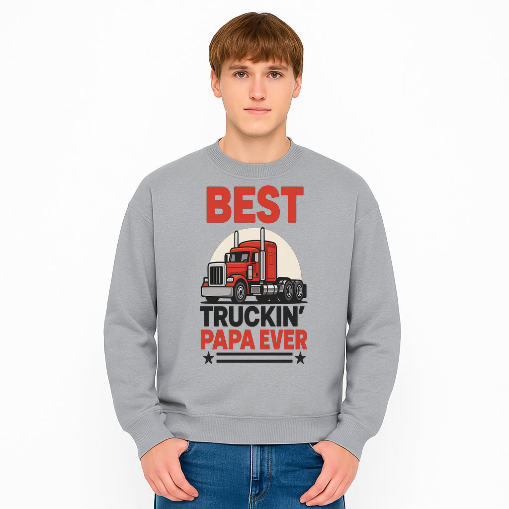 Best Truckin' Papa Ever T-Shirt | Gift for Truck Drivers | Father's Day Apparel | Red Truck Graphic Tee - Sweatshirt 1758556410989.jpg