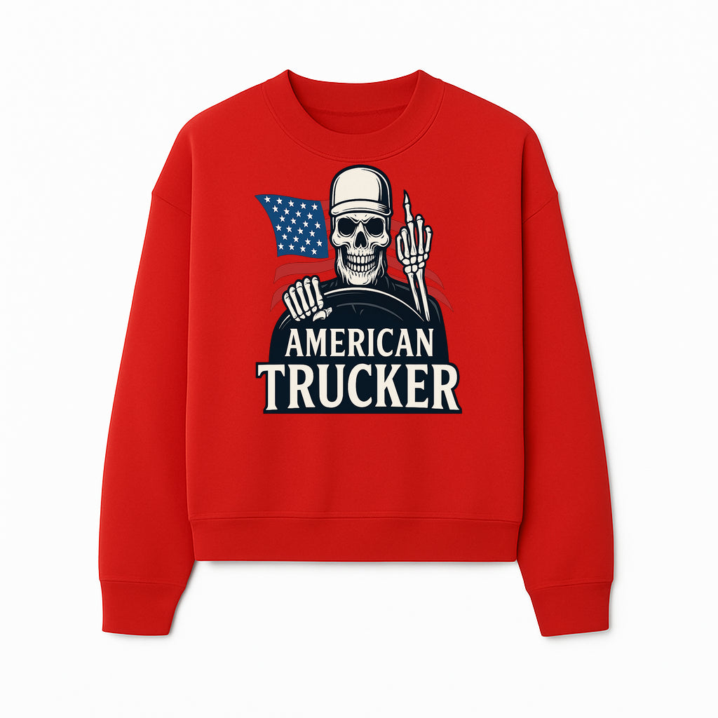 American Trucker Skeleton Graphic Tee - Bold Skull Design with Flag Print for Truck Drivers and Cycling Enthusiasts - Sweatshirt 1758556411092.jpg