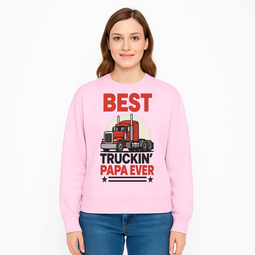 Best Truckin' Papa Ever T-Shirt | Gift for Truck Drivers | Father's Day Apparel | Red Truck Graphic Tee - Sweatshirt 1758556411125.jpg