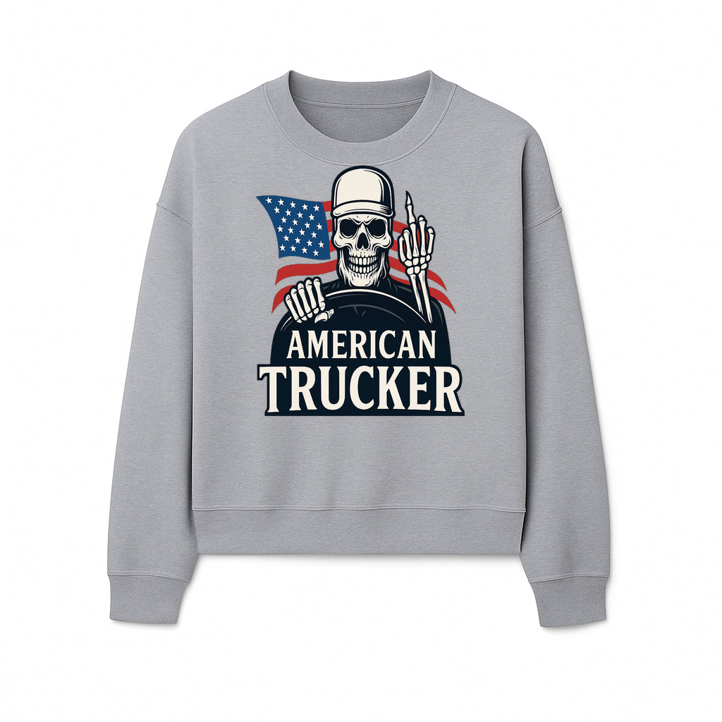 American Trucker Skeleton Graphic Tee - Bold Skull Design with Flag Print for Truck Drivers and Cycling Enthusiasts - Sweatshirt 1758556411249.jpg