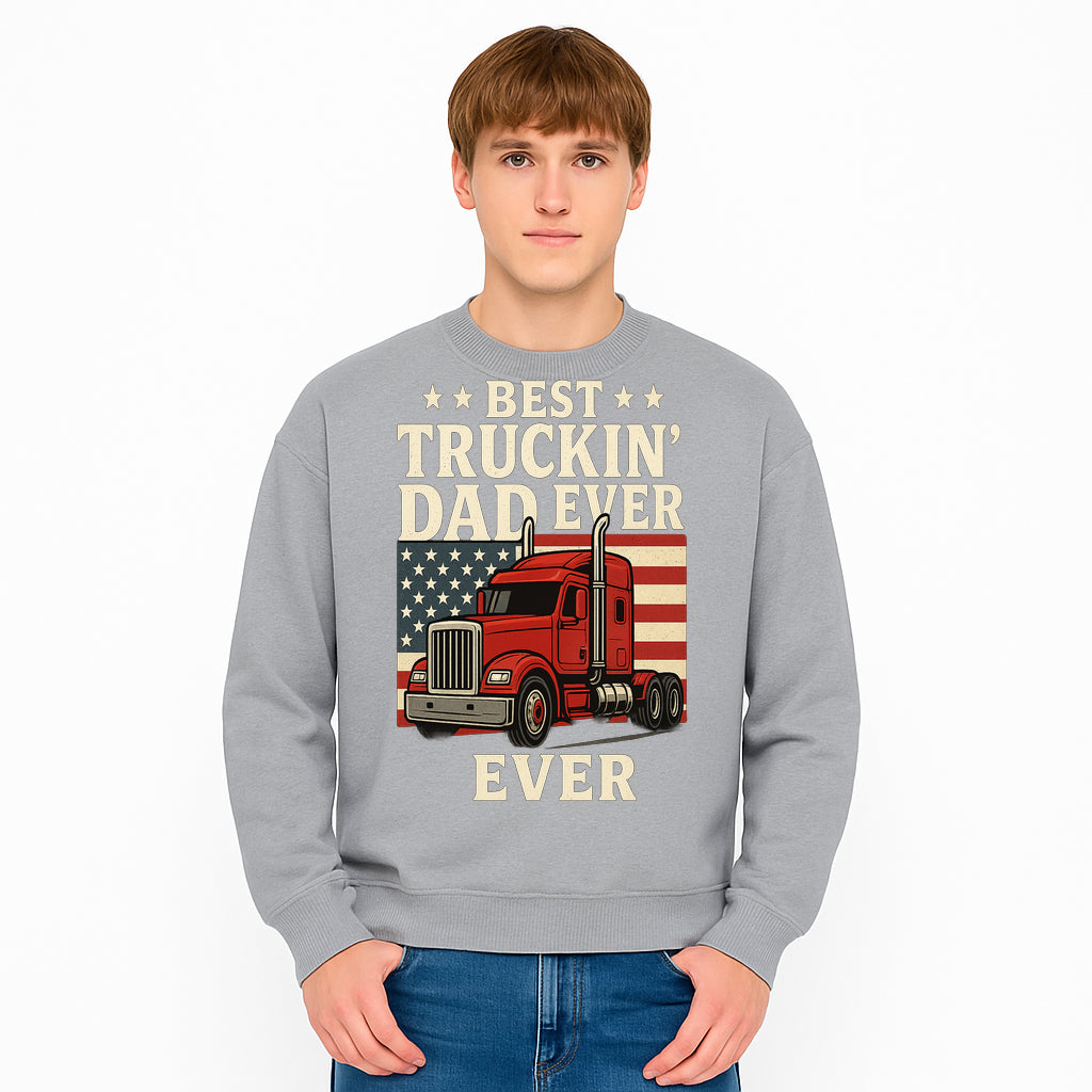 Best Truckin' Dad Ever Retro American Flag T-Shirt, Truck Driver Gift Tee, Father's Day Apparel for Dad - Sweatshirt 1758556411962.jpg