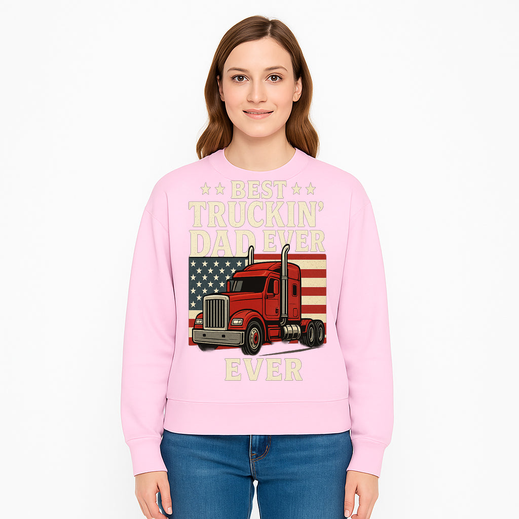 Best Truckin' Dad Ever Retro American Flag T-Shirt, Truck Driver Gift Tee, Father's Day Apparel for Dad - Sweatshirt 1758556412067.jpg