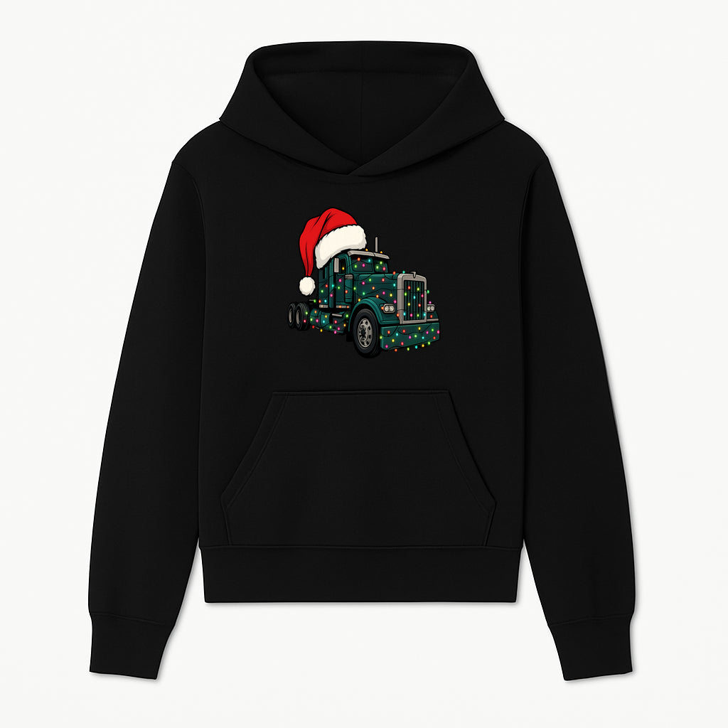 Christmas Truck Design with Lights and Santa Hat, Festive Holiday Decor for Truck Lovers, Winter Truck Art Print, Merry Christmas Gift - Hoodie 1758556421527.jpg