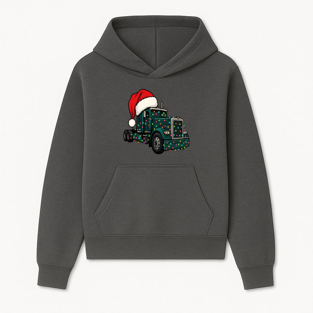 Christmas Truck Design with Lights and Santa Hat, Festive Holiday Decor for Truck Lovers, Winter Truck Art Print, Merry Christmas Gift - Hoodie 1758556421675.jpg