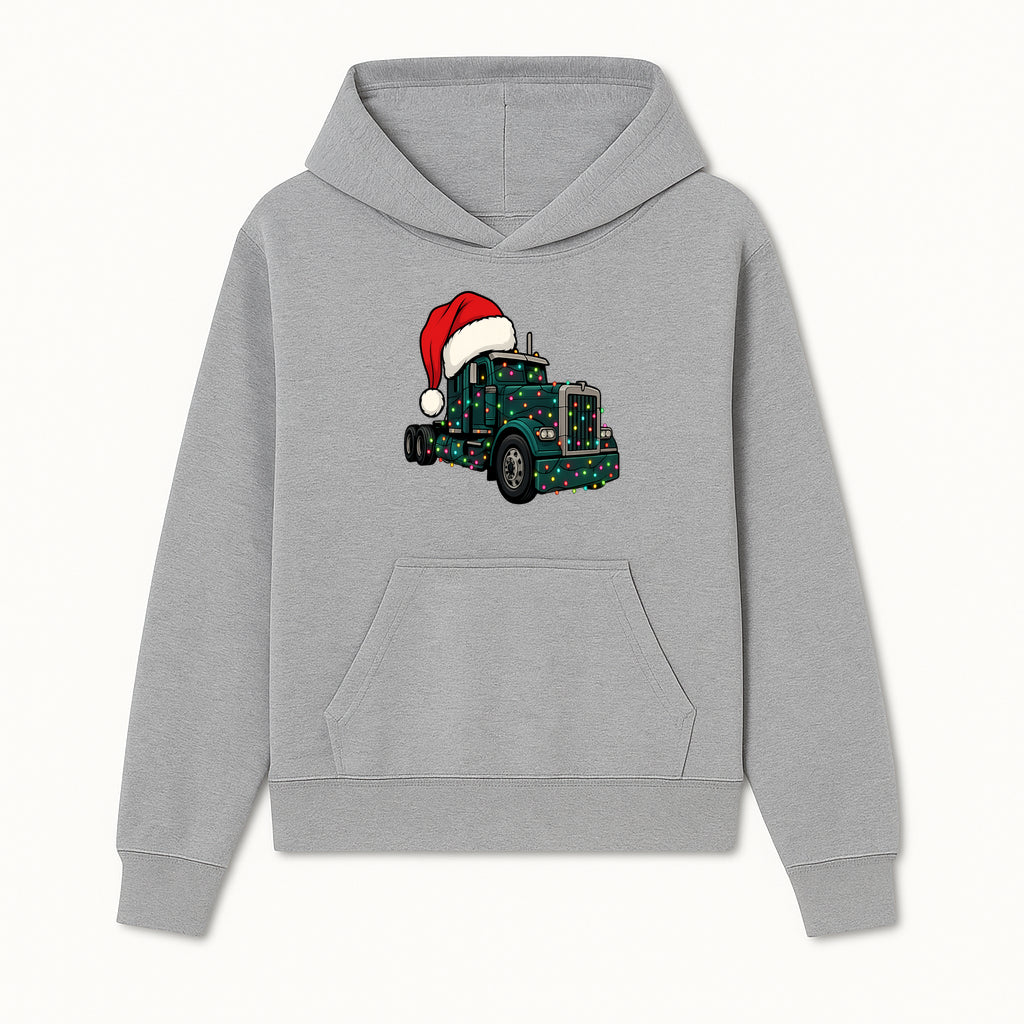 Christmas Truck Design with Lights and Santa Hat, Festive Holiday Decor for Truck Lovers, Winter Truck Art Print, Merry Christmas Gift - Hoodie 1758556421956.jpg