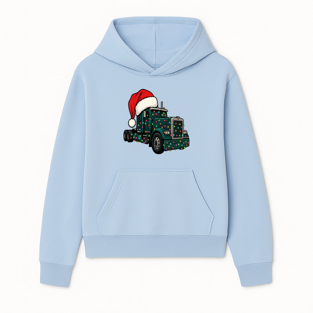 Christmas Truck Design with Lights and Santa Hat, Festive Holiday Decor for Truck Lovers, Winter Truck Art Print, Merry Christmas Gift - Hoodie 1758556422082.jpg