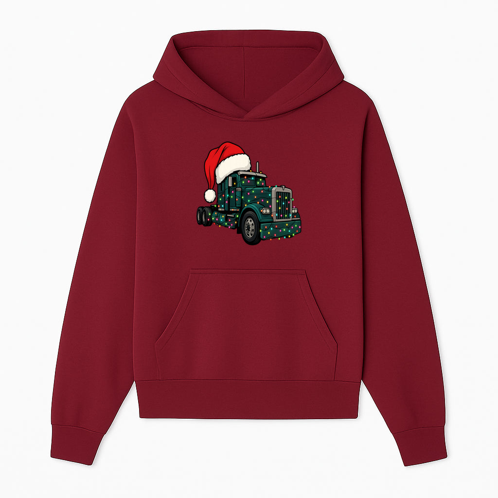 Christmas Truck Design with Lights and Santa Hat, Festive Holiday Decor for Truck Lovers, Winter Truck Art Print, Merry Christmas Gift - Hoodie 1758556422336.jpg