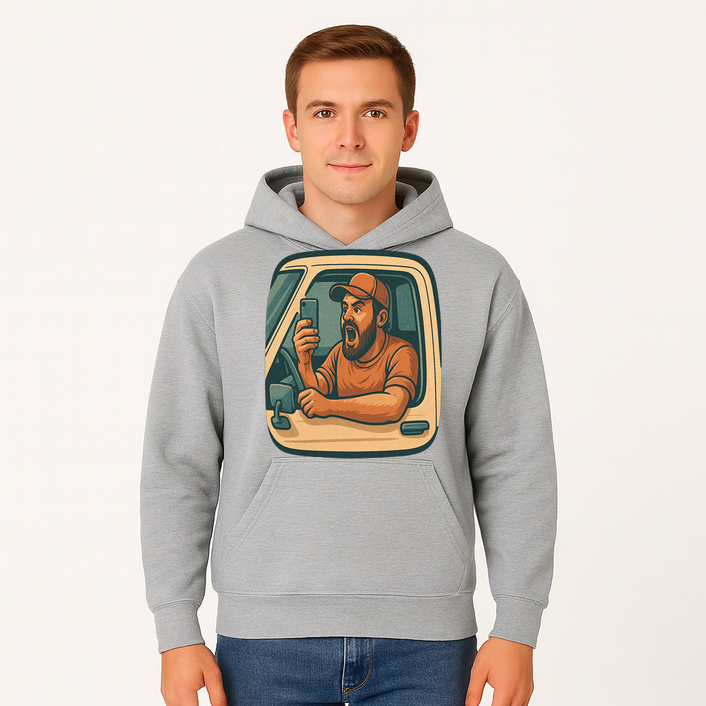 Angry Driver Graphic Tee - Humorous T-Shirt for Car Lovers & Drivers - Vintage Style Angry Man with Phone Design - Hoodie 1758556422369.jpg