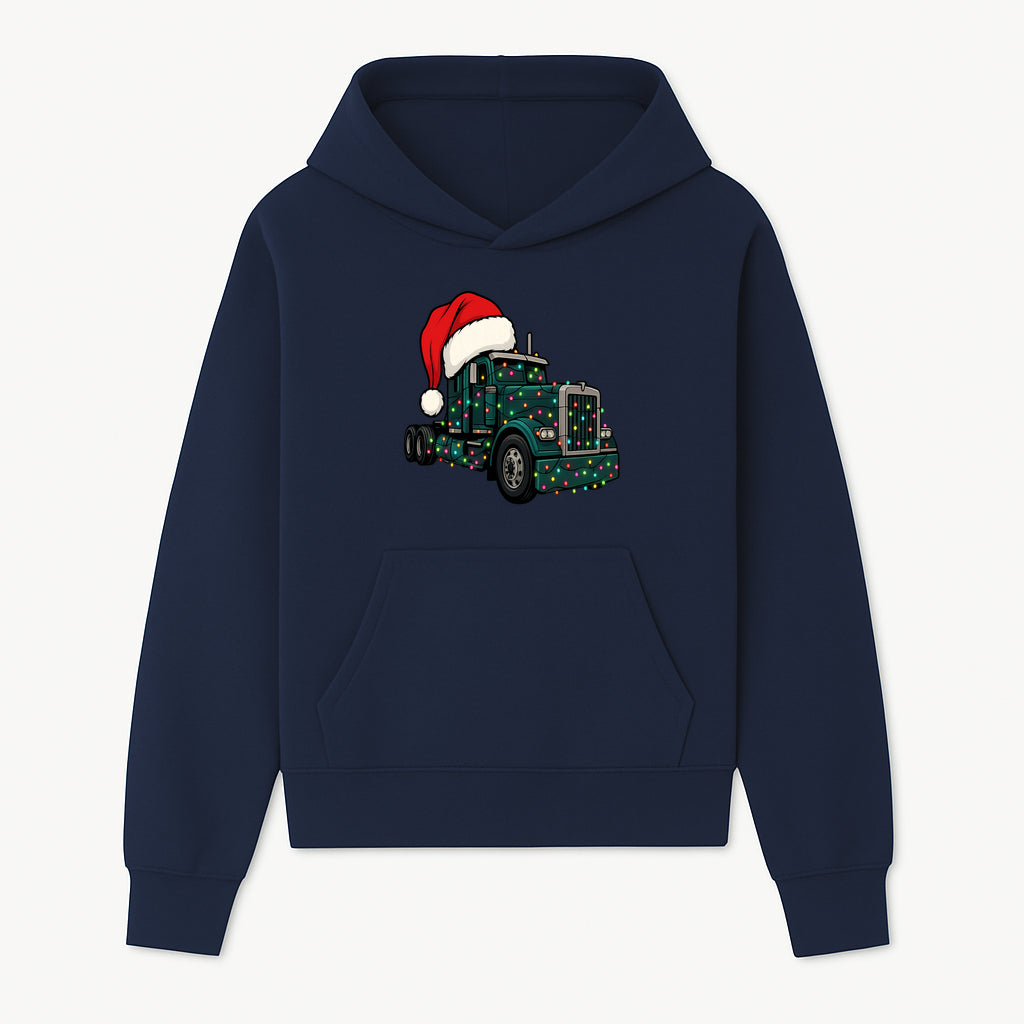Christmas Truck Design with Lights and Santa Hat, Festive Holiday Decor for Truck Lovers, Winter Truck Art Print, Merry Christmas Gift - Hoodie 1758556422456.jpg