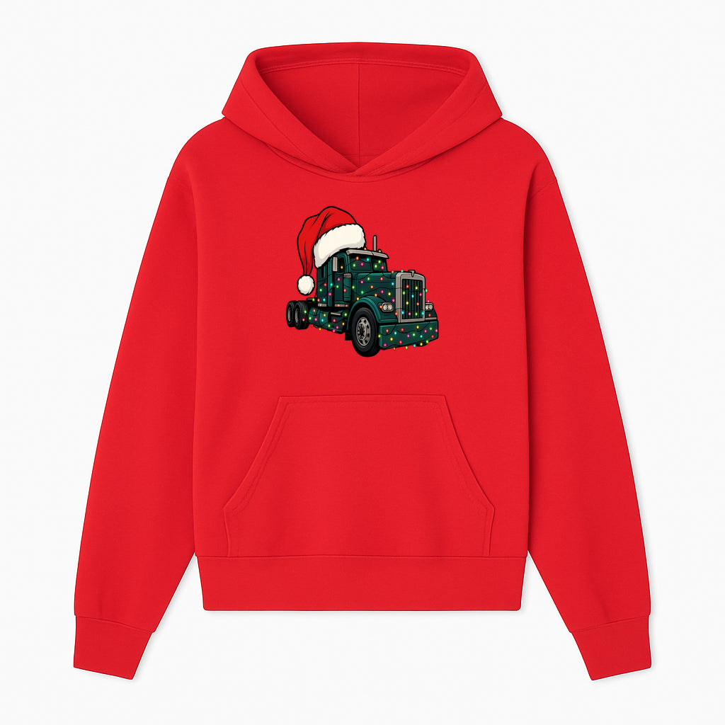 Christmas Truck Design with Lights and Santa Hat, Festive Holiday Decor for Truck Lovers, Winter Truck Art Print, Merry Christmas Gift - Hoodie 1758556422557.jpg