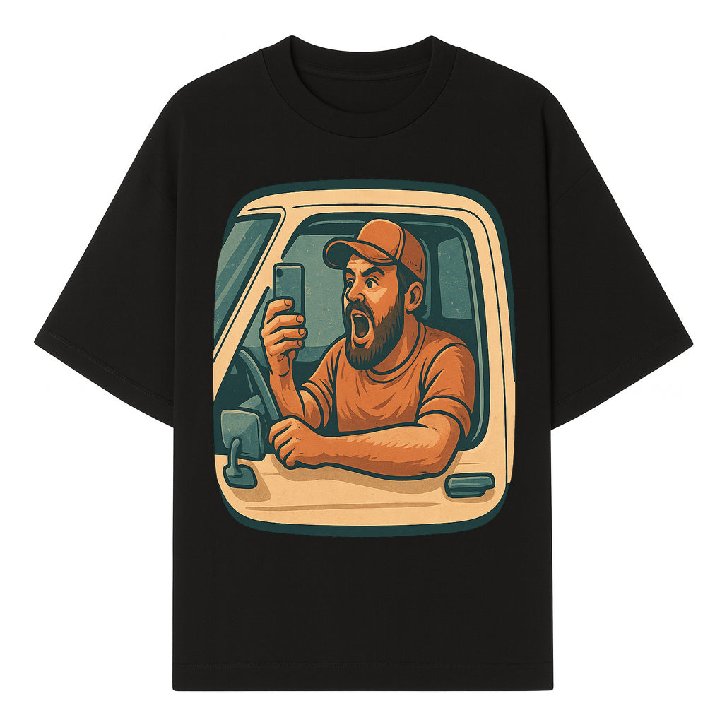 Angry Driver Graphic Tee - Humorous T-Shirt for Car Lovers & Drivers - Vintage Style Angry Man with Phone Design - T-shirt 1758556422740.jpg