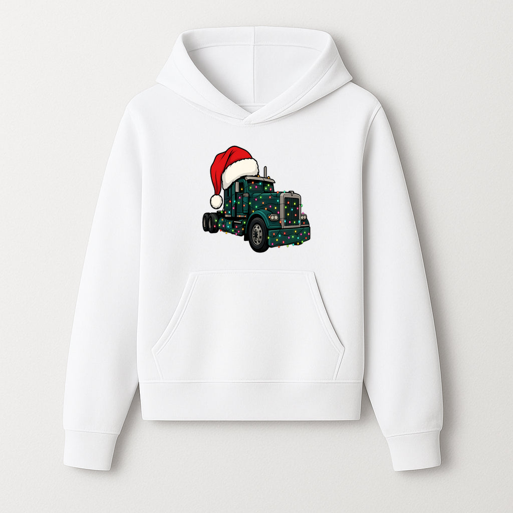 Christmas Truck Design with Lights and Santa Hat, Festive Holiday Decor for Truck Lovers, Winter Truck Art Print, Merry Christmas Gift - Hoodie 1758556422812.jpg