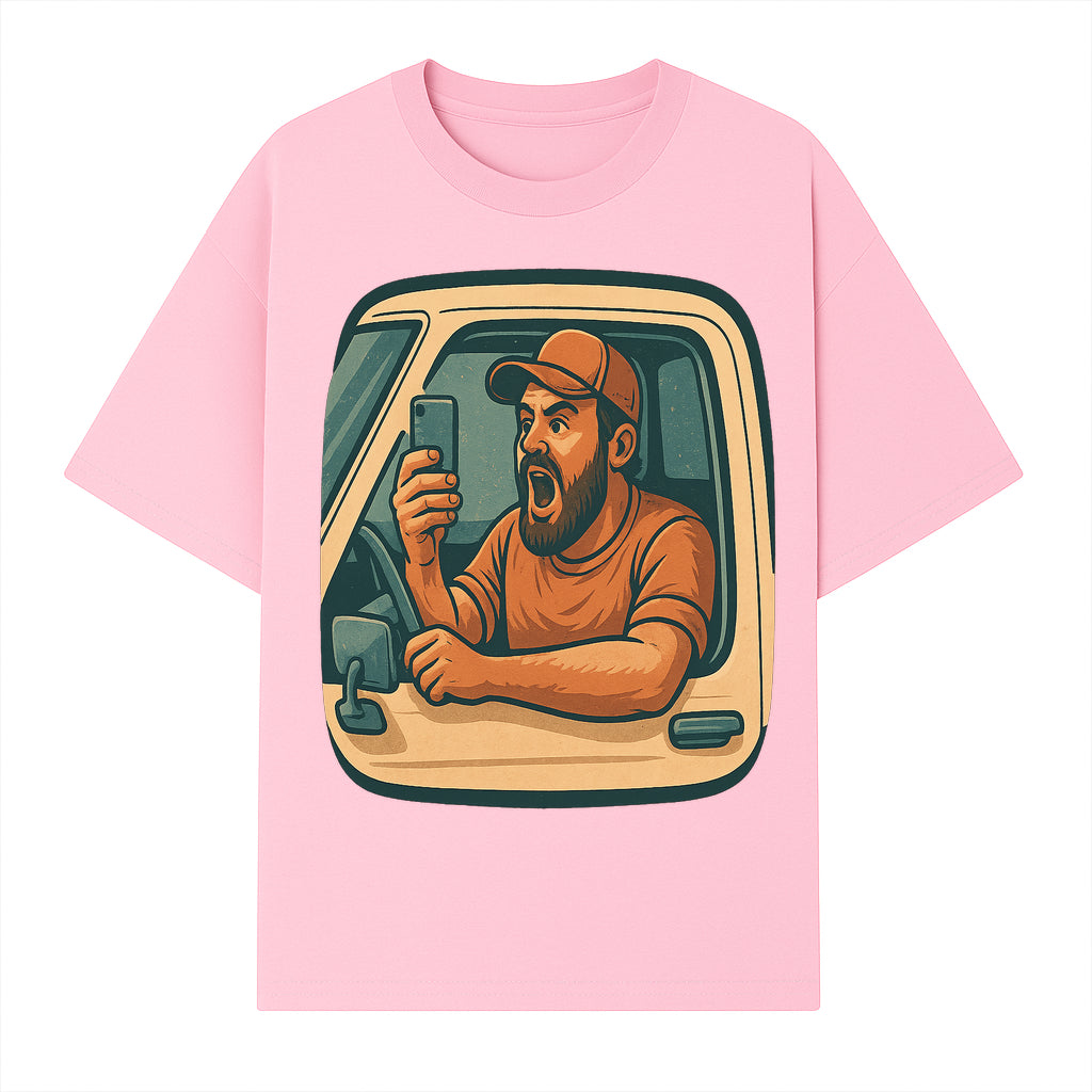Angry Driver Graphic Tee - Humorous T-Shirt for Car Lovers & Drivers - Vintage Style Angry Man with Phone Design - T-shirt 1758556423412.jpg