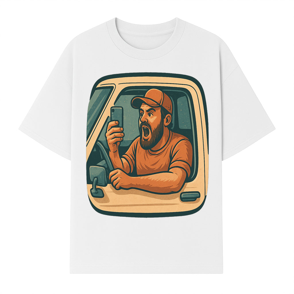 Angry Driver Graphic Tee - Humorous T-Shirt for Car Lovers & Drivers - Vintage Style Angry Man with Phone Design - T-shirt 1758556423999.jpg