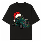 Christmas Truck Design with Lights and Santa Hat, Festive Holiday Decor for Truck Lovers, Winter Truck Art Print, Merry Christmas Gift - T-shirt 1758556424433.jpg