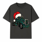 Christmas Truck Design with Lights and Santa Hat, Festive Holiday Decor for Truck Lovers, Winter Truck Art Print, Merry Christmas Gift - T-shirt 1758556424563.jpg