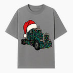 Christmas Truck Design with Lights and Santa Hat, Festive Holiday Decor for Truck Lovers, Winter Truck Art Print, Merry Christmas Gift - T-shirt 1758556424796.jpg