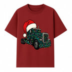 Christmas Truck Design with Lights and Santa Hat, Festive Holiday Decor for Truck Lovers, Winter Truck Art Print, Merry Christmas Gift - T-shirt 1758556425182.jpg