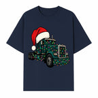 Christmas Truck Design with Lights and Santa Hat, Festive Holiday Decor for Truck Lovers, Winter Truck Art Print, Merry Christmas Gift - T-shirt 1758556425323.jpg